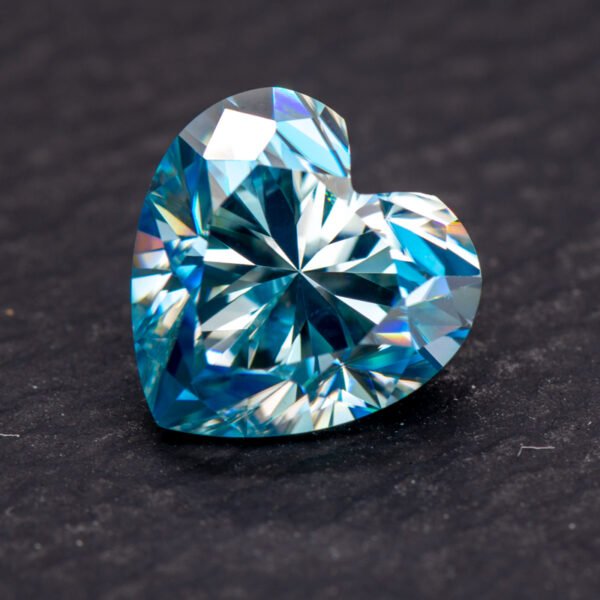 Moissanite Stone Heart Shape Aquamarine Color VVS1 - Image 2
