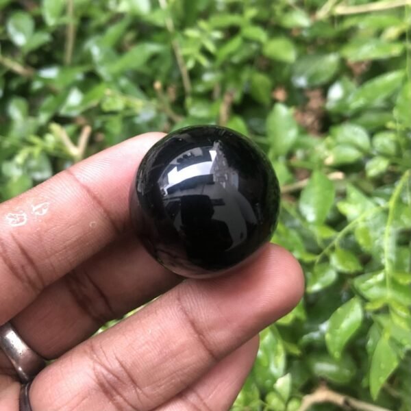161.470 Cts Black Agate Ball 100% Natural Unheated Black Agate - Image 3