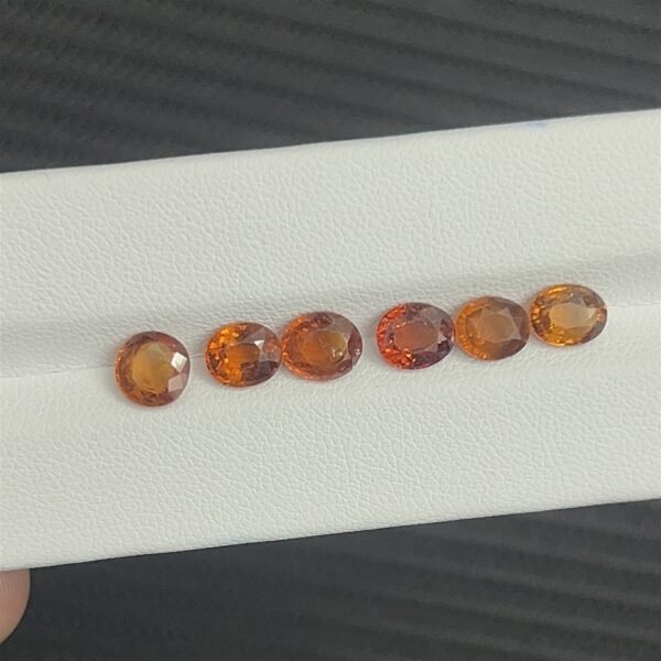 6.350 CTs Natural Orange Fire Hessonite Garnet Lot 6cs Oval Set