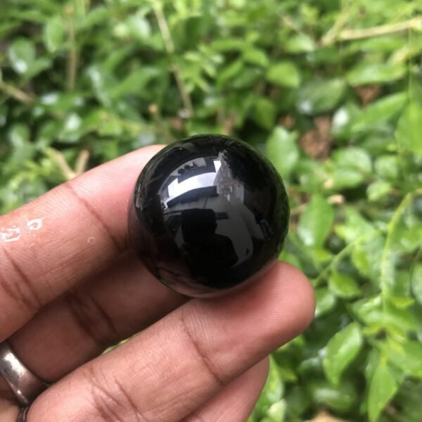 161.470 Cts Black Agate Ball 100% Natural Unheated Black Agate - Image 2