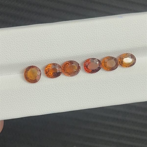 6.350 CTs Natural Orange Fire Hessonite Garnet Lot 6cs Oval Set - Image 3